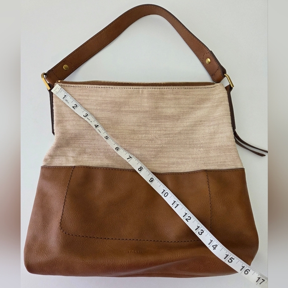 Fossil Tan Shoulder Bag with Embossed Logo - Picture 16 of 16